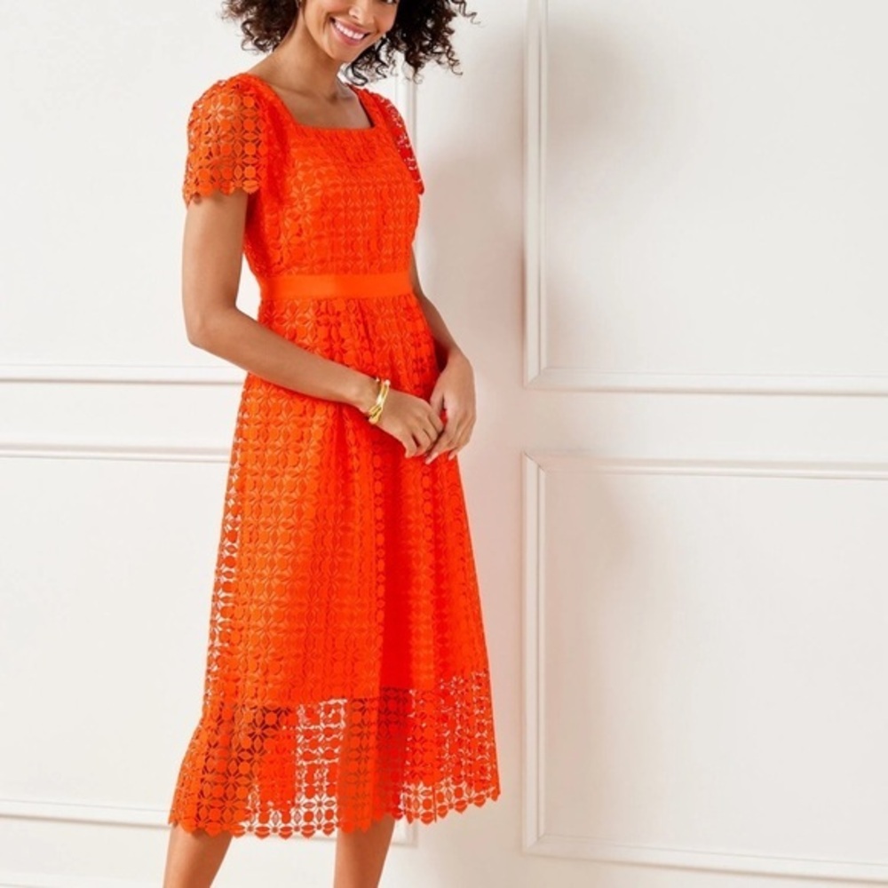 Talbots Lace Fit & Flare Midi Dress